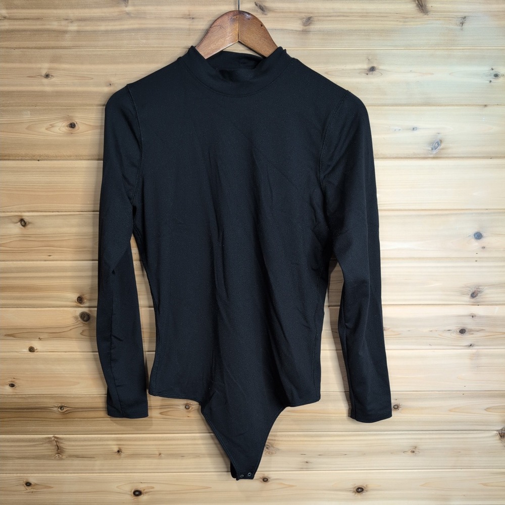 Abercrombie & Fitch Soft AF Black Mock Neck Long Sleeve Bodysuit Large